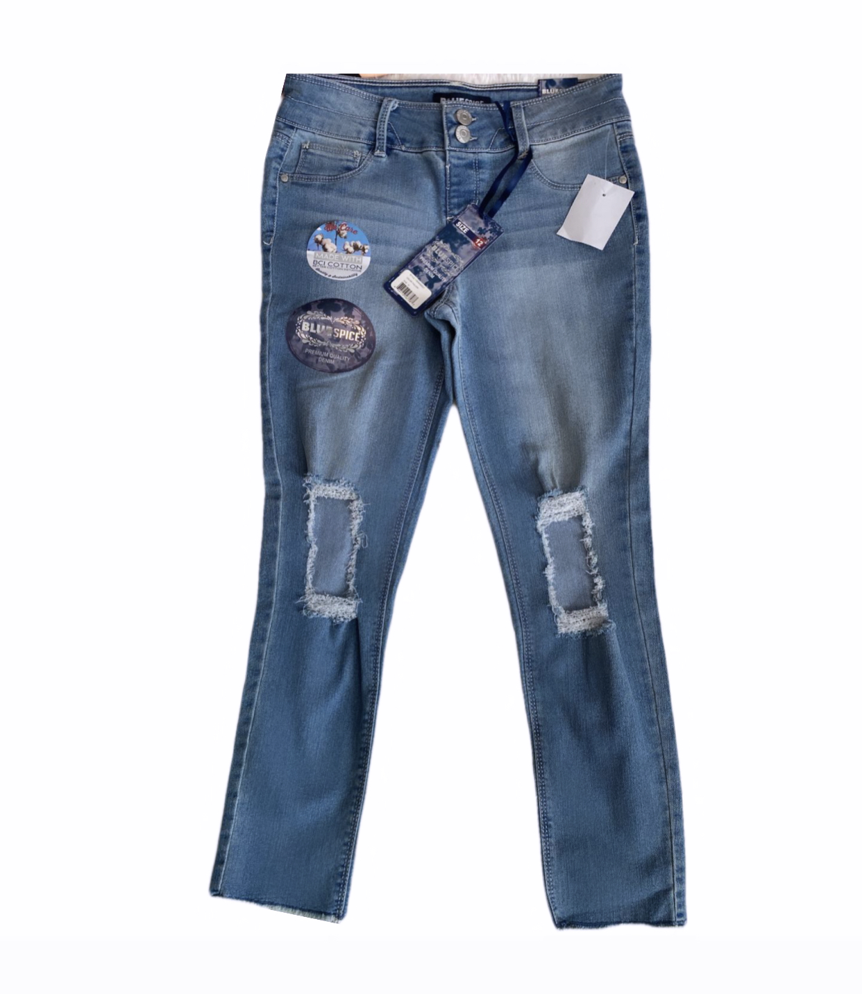 Blue shops spice ripped jeans