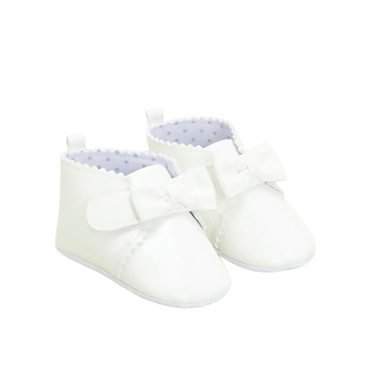 Littletown Matalan Baby Girl Bow Detail Patent Crib Shoes White Online Luxury Store for Kids