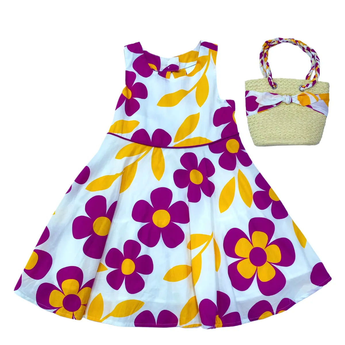 Littletown Cynthia Rowley Kid Girl Luxe 2-Piece Special Occasion Bold  Floral Print A-Shaped Dress & Purse Set, Pink/Yellow - Online Luxury Store  for Kids