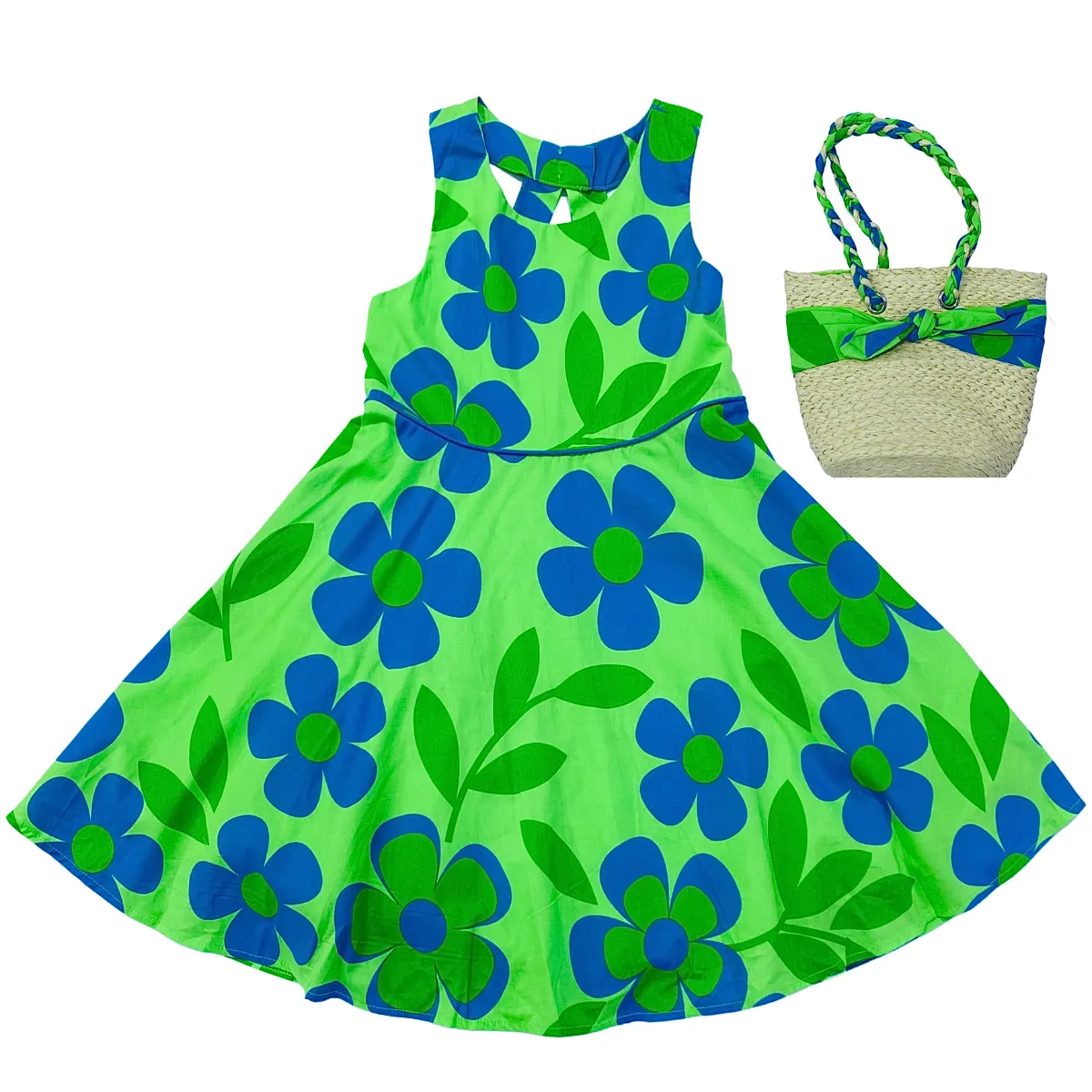 Littletown Cynthia Rowley Kid Girl Luxe 2-Piece Special Occasion Bold Floral  Print A-Shaped Dress & Purse Set, Green/Blue - Online Luxury Store for Kids