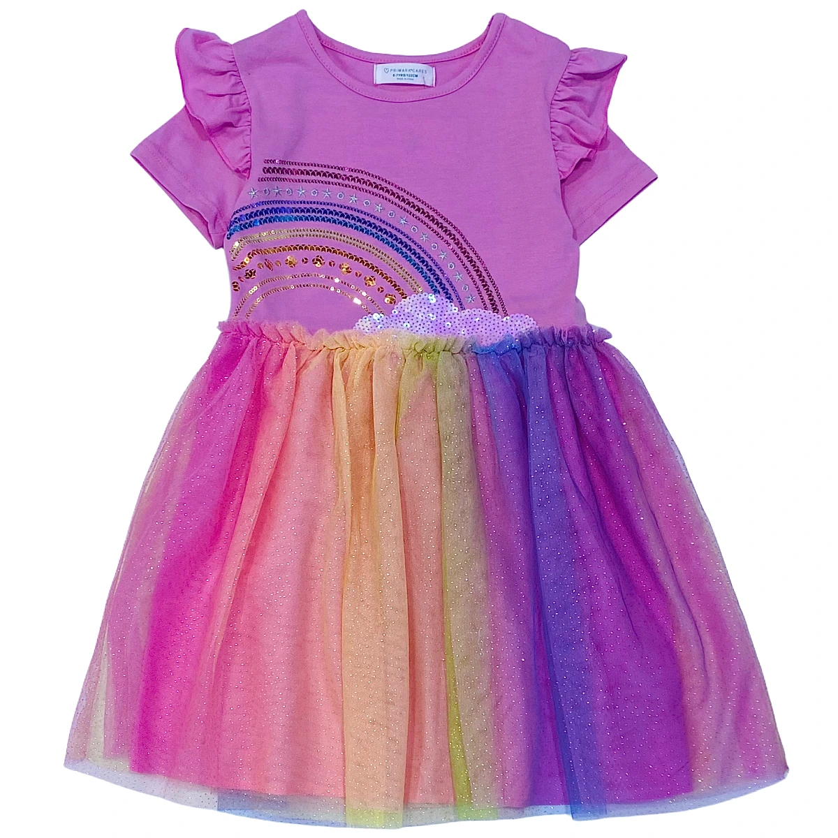 Littletown Primark Toddler Girl Pink Luxe Rainbow Sequin & Glitter Tulle  Dress - Online Luxury Store for Kids