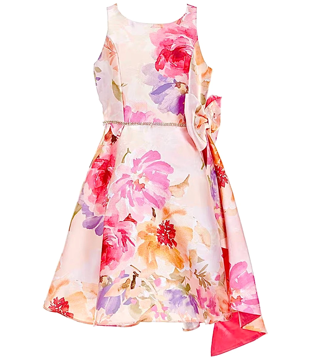 Littletown Bonnie Jean Kid Girl Floral Jeweled Waist Mikado Fit & Flare  Dress(RUNS SMALL) - Online Luxury Store for Kids
