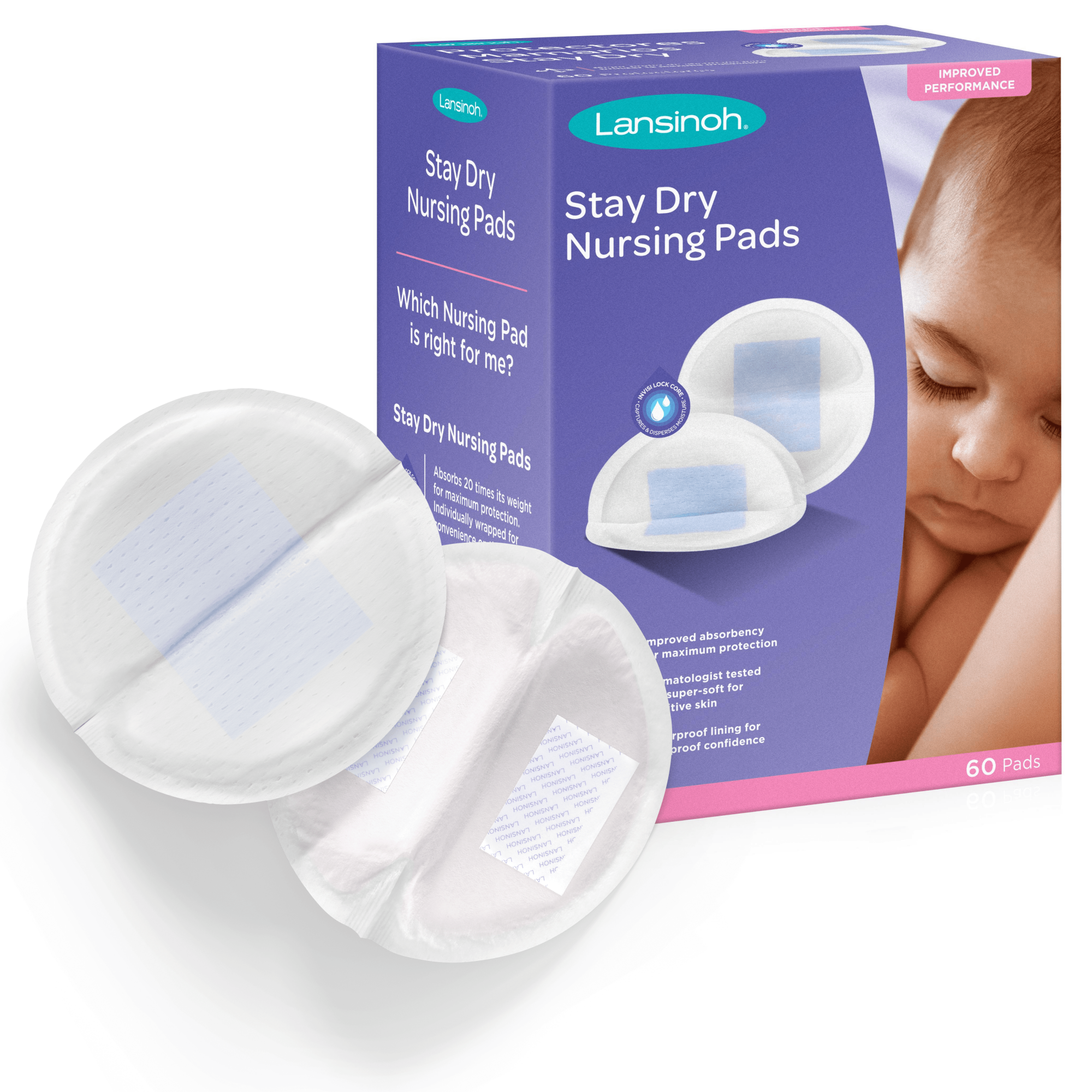 Littletown Lansinoh Stay Dry Disposable Nursing Pads, 60 Count - Online  Luxury Store for Kids