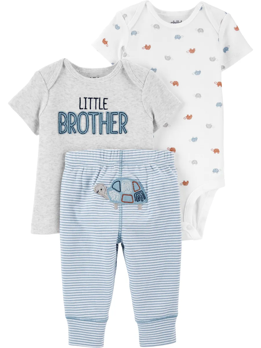 Littletown Child of Mine by Carter's Baby Boy Short Sleeve Shirt, Little  Brother Bodysuit and Pant Outfit Set, 3-Piece - Online Luxury Store for Kids