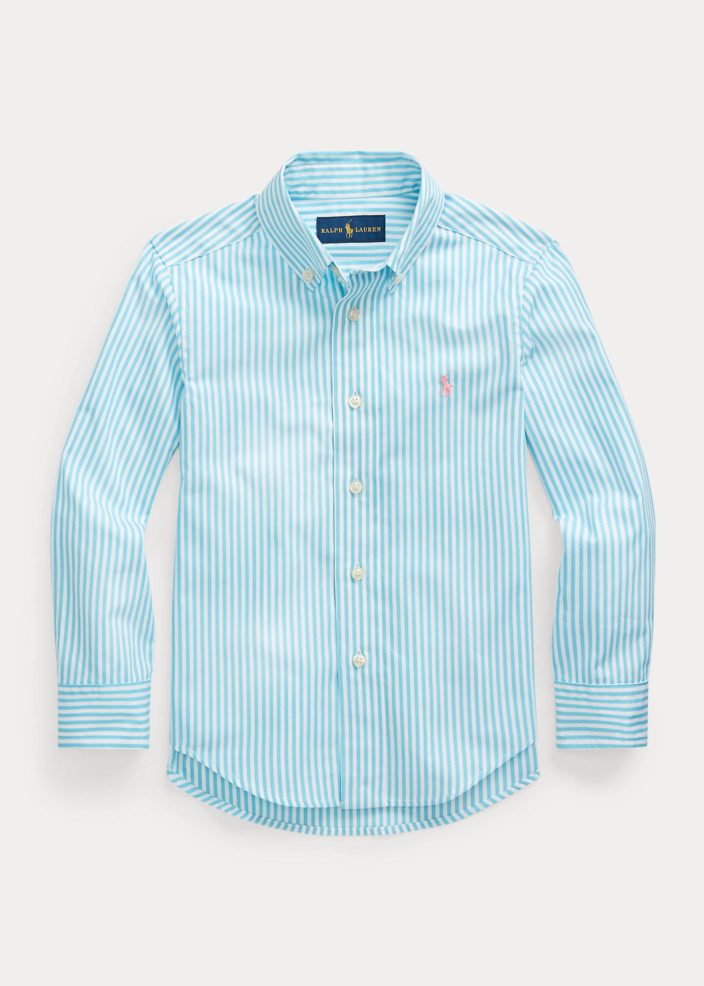 Littletown Ralph Lauren Toddler Boy Turquoise Striped Cotton Poplin Shirt -  Online Luxury Store for Kids