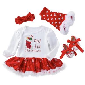 Little Town Little Town Baby Girl My First Christmas 4-Piece Socks, Crib Shoes & Tutu Bodysuit Set( NO RETURNS OR EXCHANGE ON THIS PRODUCTS) - 10000 in warri, delta state, Nigeria