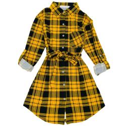 Popular 21 Kid Girl Luxe Flannel Yellow Plaid Dress Shirt-Short Length(RUNS SMALL)(TAKE AT LEAST 3 SIZES BIG) - 22900 in warri, delta state, Nigeria